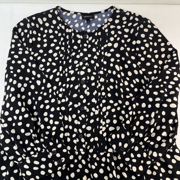 Who What Wear Bishop 3/4 Sleeve Polka Dot Dress Flowy Ruffle Women's Size Medium - Picture 6 of 11